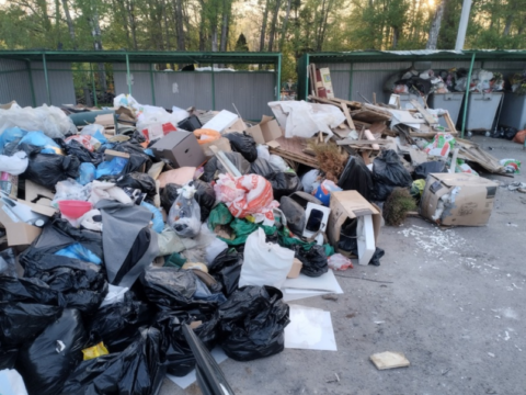 Навалы бытовых отходов переполняют контейнерную площадку в деревне Хлевино Новости Чехова 